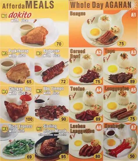 Andok’s Menu Prices .
